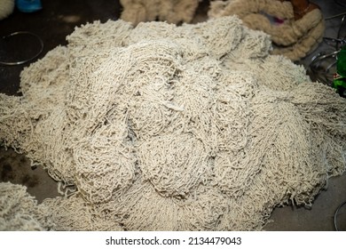 Wool Loom  In The Rug Making Process .