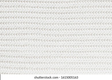 Wool White Knitted Texture Close Up