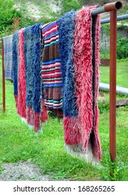 woolen blankets that dries on the pole