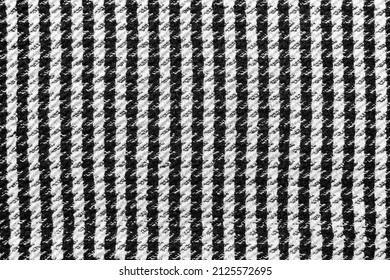 Woolen Fabric In A Black And White Check - Pepita Pattern.