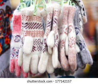 Woolen Gloves On The Counter