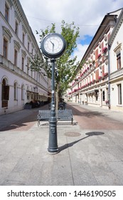 WOONERF, LODZ, POLAND, JUNE 09 2017 : Street 6th August. Woonerf  At Piotrkowska Street