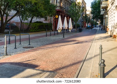 Woonerf, LODZ,POLAND, September 19, 2017; Trauguta Street.