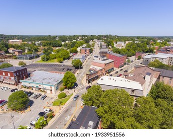 Woonsocket Main Street Historic District Aerial View In Downtown Woonsocket, Rhode Island RI, USA.