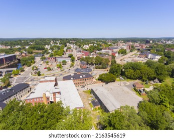 Woonsocket Main Street Historic District Aerial View In Downtown Woonsocket, Rhode Island RI, USA.