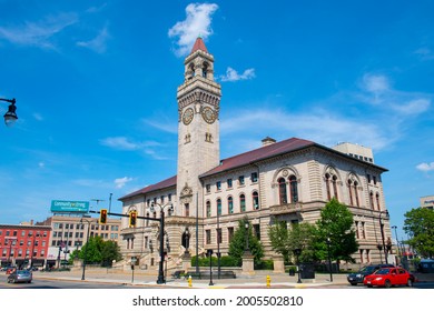 WORCESTER, MA, USA - JUL. 27, 2020: Worcester City Hall at 455 Main Street in downtown Worcester, Massachusetts MA, USA. Worcester is the second largest city in MA. 