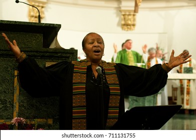 WORCESTER, MASSACHUSETTS - MARCH 6, 2011: Archdiocese Of Boston Black Catholic Choir Member Georgia Grace, Was A Prominent Voice During The Choirs Performance At St. Peter's Catholic Church.