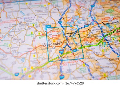Worcester on Usa travel map