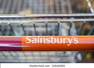 WORCESTER, UK - NOVEMBER 2016: Sainsbury's Supermarket Trolley