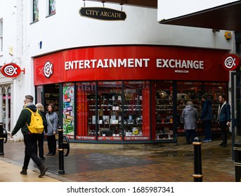 Worcester, United Kingdom - March 15 2020:  The Frontage Of CEX Second Hand Electronics Store On The Shambles