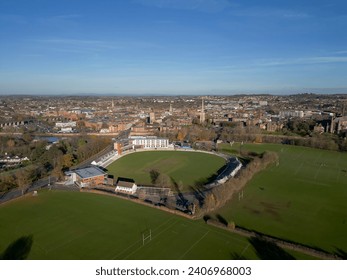 Worcester, Worcestershire, UK - 25th November 2023: An aerial view of the New Road cricket ground in Worcester, Worcestershire, UK - Powered by Shutterstock