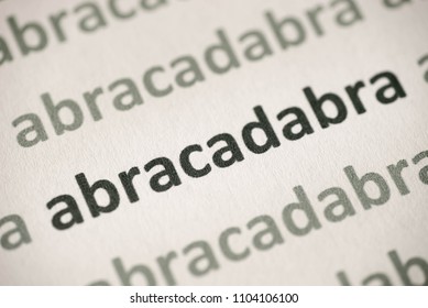 Word Abracadabra  Printed On White Paper Macro