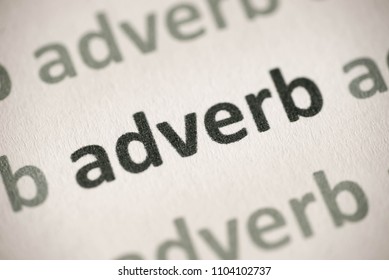 Word Adverb Printed On White Paper Macro