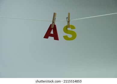 Word 'As' On White Background. 'As' Is Defined As The Same Amount And Is Used To Show Comparison. Concept For Art And Education.