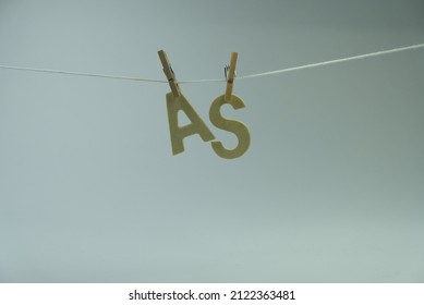 Word 'As' On White Background. 'As' Is Defined As The Same Amount And Is Used To Show Comparison. Concept For Art And Education.