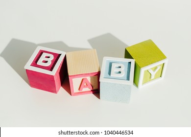 Word Baby On Letter Wooden Blocks