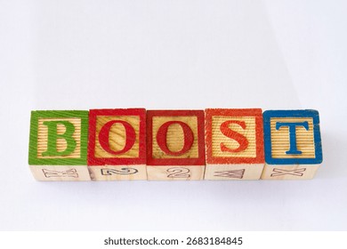 The word boost displayed visually on a clear background with copy space