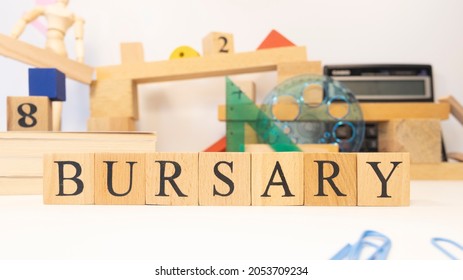 The word Bursary was created from wooden cubes.