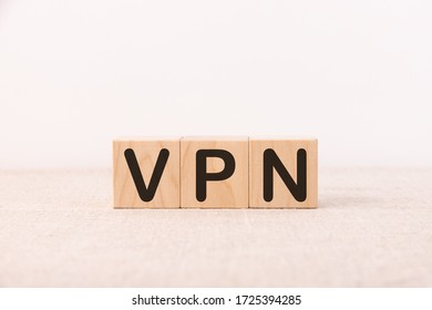 Word Business Acronym VPN as Virtual Private Network is made of wooden building blocks. Concept.