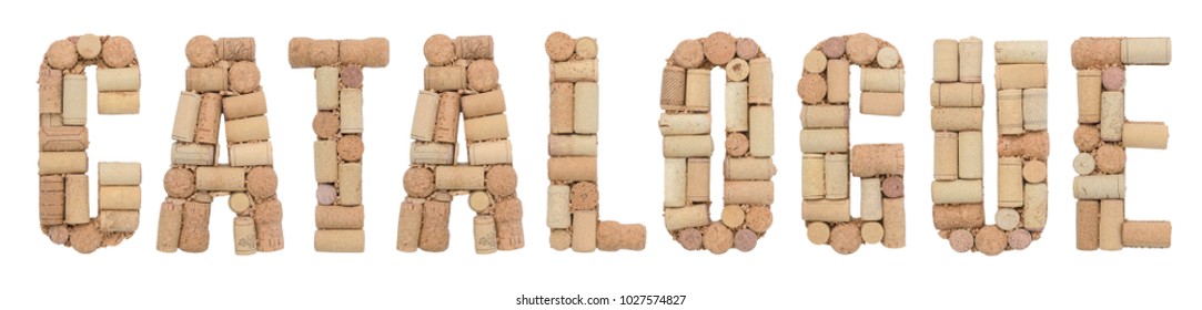 Word Catalogue Made Of Wine Corks Isolated On White Background