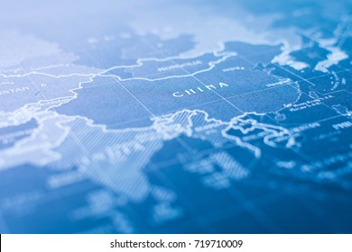 Word Of China On The Map,selective Focus Of Word China, Concept Of War.