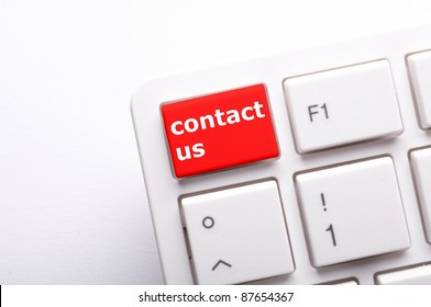 Word Contact Us On Red Keyboard Key