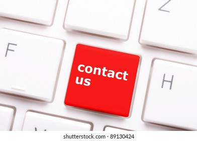 Word Contact Us On Red Keyboard Key