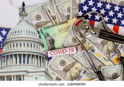 Word COVID-19 On Global Pandemic Lockdown Stimulus Package Financial Relief Package From Government