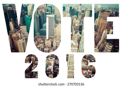 Word Election VOTE 2016 over Manhattan skyline - Shutterstock ID 270703136