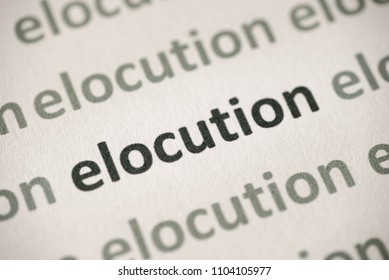 Word Elocution Printed On White Paper Macro