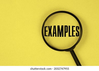 The word EXAMPLE is written on a magnifying glass on a yellow background.