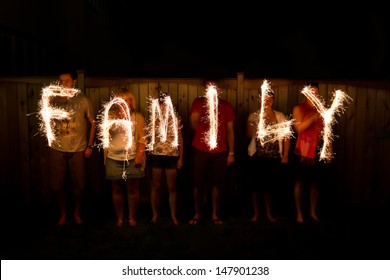 The Word Family In Sparklers Time Lapse Photography