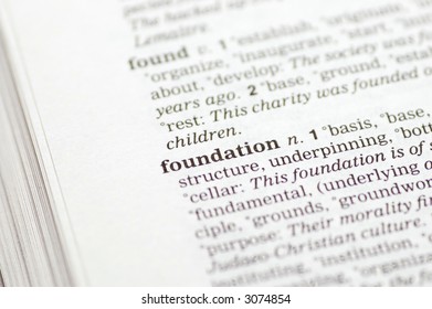 The word foundation written in a thesaurus - Shutterstock ID 3074854