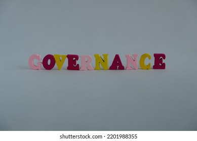 Word 'Governance' On White Background. Synonyms For Government