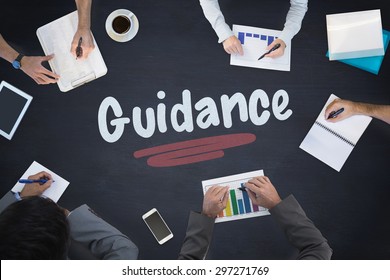 The Word Guidance And Business Meeting Against Blackboard