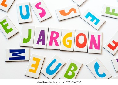 word jargon made of colorful letters on white background