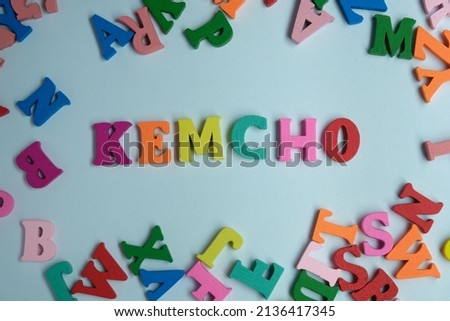 Word 'Kemcho' on white background. Kemcho is the word for Gujarati, hindi, Kannada and nepali say Hello or greetings.