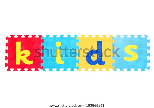 Word Kids Written On Rubber Mats Royalty Free Stock Image