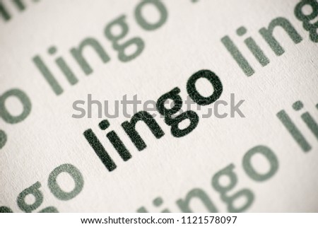 word lingo printed on white paper macro