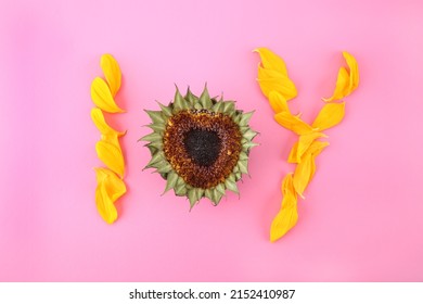 Word LOVE Made Out Of Sunflower, Flat Lay.  Love Concept , 