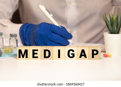 Word Medigap Made With Wood Building Blocks.