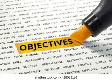 Word Objectives Highlighted Marker On Paper Stock Photo 428065168 ...