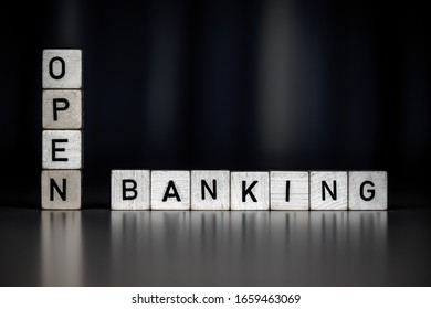 the word open banking as Concept on wooden cubes, business