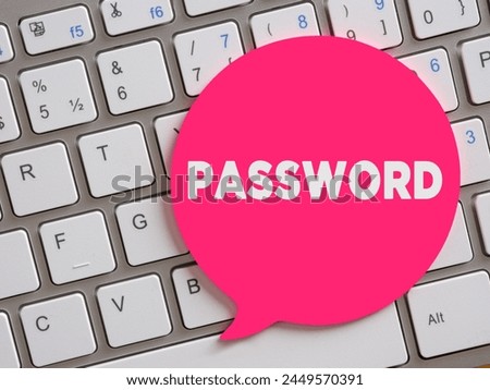 The word password on speech bubble over computer keyboard.