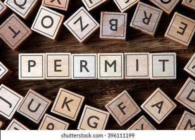 the word of PERMIT on building blocks concept