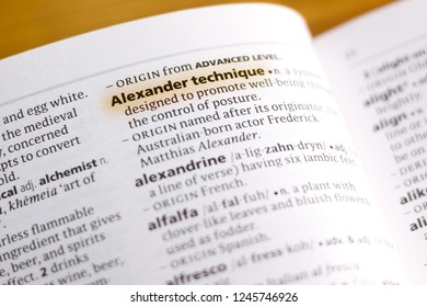 The Word Or Phrase Alexander Technique In A Dictionary.