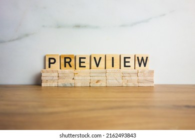 Word Preview From Wooden Blocks. Demo Product Presentation Concept