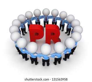 Word PR.Isolated on white background.3d rendered.