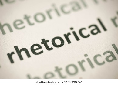 Word Rhetorical Printed On White Paper Macro