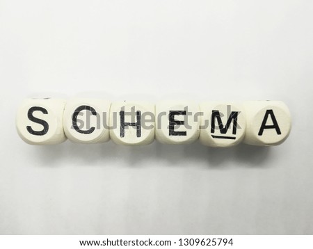 word schema spelled on dice